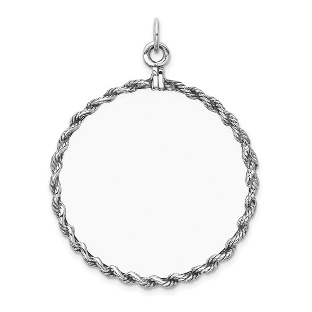 .925 Sterling Silver Engravable Round with Rope Disc Charm Pendant .925 Sterling Silver Engravable Round with Rope Disc Charm Pendant